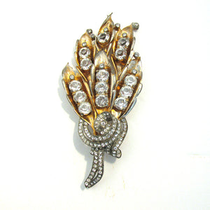 1930s Vintage Head Turning Dramatic Clear Diamante Floral Pin - Front