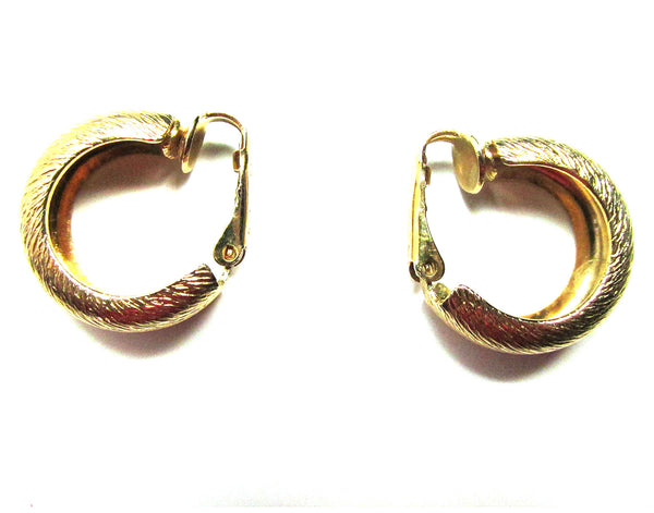 Elegant Vintage Sarah Coventry Mid-Century Gold Hoop Earrings - Side