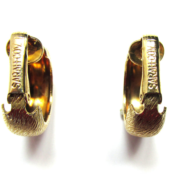 Elegant Vintage Sarah Coventry Mid-Century Gold Hoop Earrings - Back