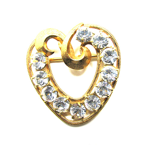 Timeless Vintage 1950s Signed DCE Designer Gold Filled Heart Pin - Front