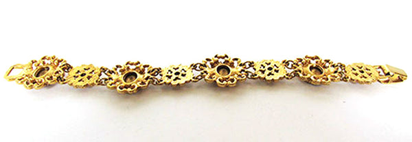 Mid-Century Vintage Jewelry 1950s Purple Diamante Floral Bracelet - Back