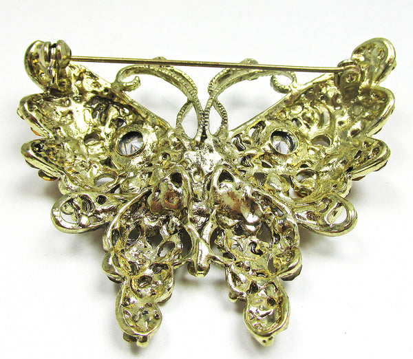 1970s Vintage Contemporary Style Diamante Figural Butterfly Pin - Back