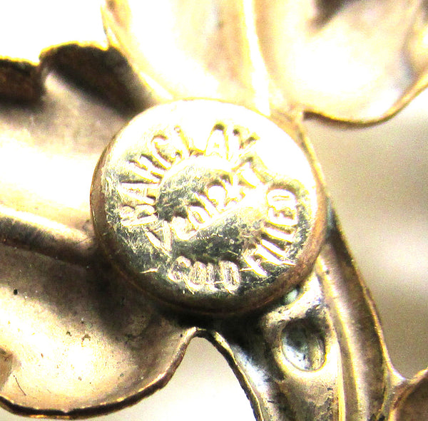 Jewelry Vintage 1940s Barclay Designer Rhinestone Gold Filled Pin - Signature