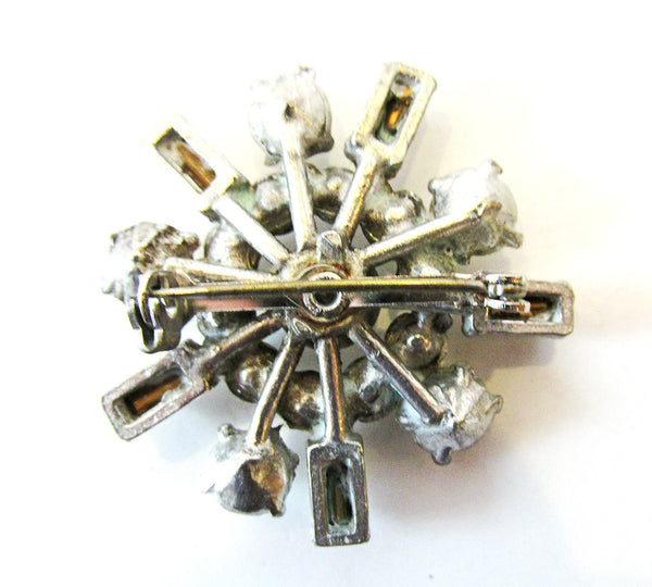 Jewelry Vintage 1940s Mid-Century Pot Metal Rhinestone Pin - Back