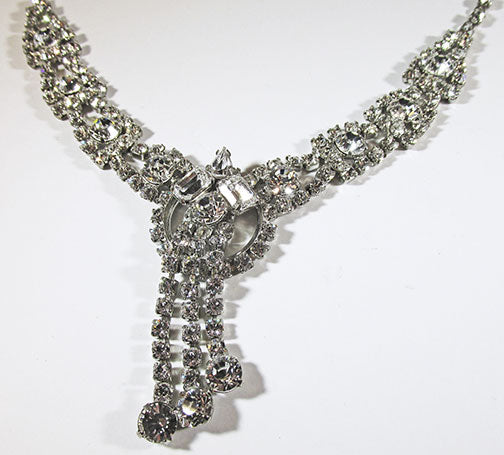 Vintage Mid Century 1950s Dazzling Rhinestone Drop Necklace