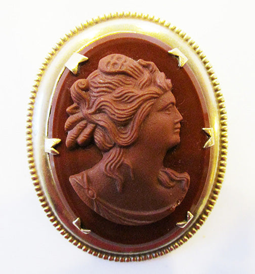 Vintage Retro 1930s Stunning Victorian Style Carnelian Cameo Pin