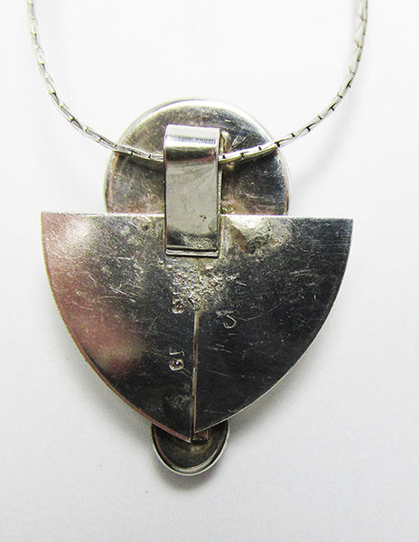 Vintage 1960s Artisan Contemporary Style Sterling Gemstone Pendant