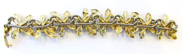 Juliana Vintage Jewelry Iridescent AB Diamante Floral Link Bracelet - Back