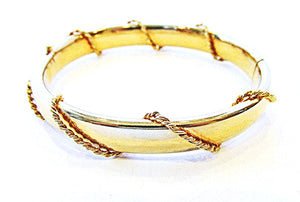 Vintage Jewelry 1960s Contemporary Style Gold Braided Cuff Bracelet - Front