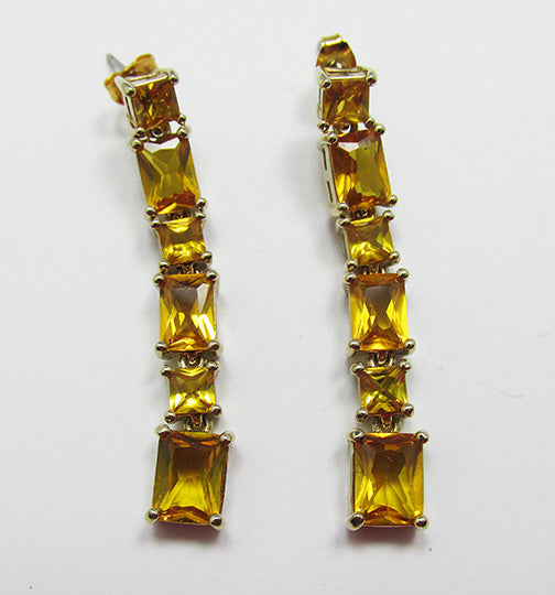 Vintage 1960s Stunning Contemporary Geometric Topaz Drop Earrings