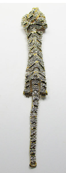 Vintage 1950s Magnificent Rhinestone and Enamel Shoulder Pin