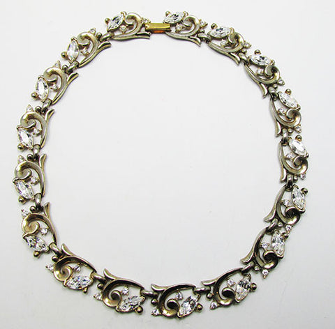 Vintage Mid Century 1950s Pretty Rhinestone Link Necklace