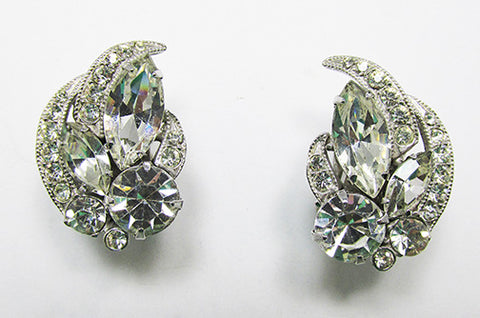 Eisenberg Vintage 1950s Exquisite Rhinestone Floral Earrings