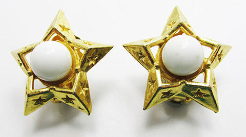 Garne Vintage 1950s Pretty Star Shaped Button Earrings