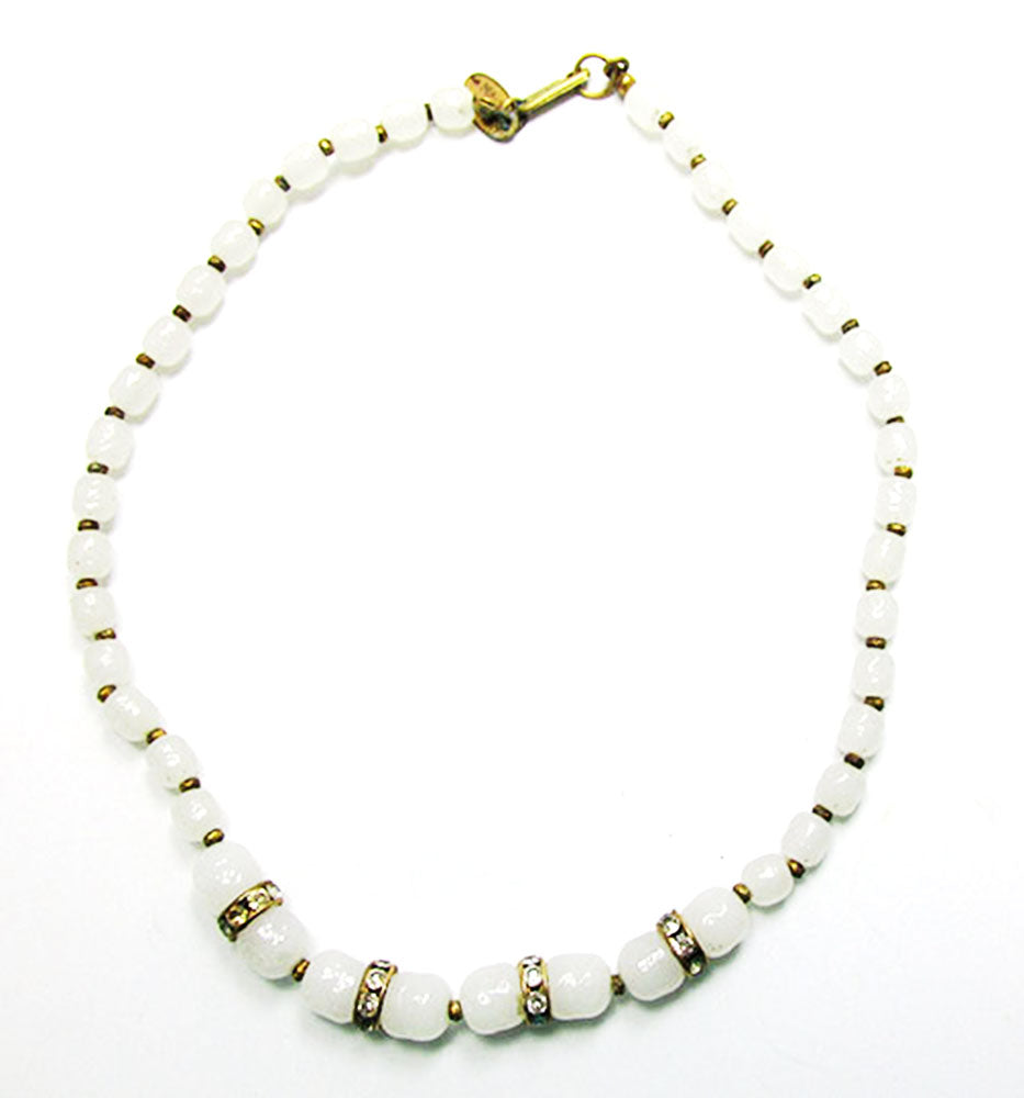 Mother of Pearl Beaded Necklace newest from 1950s Triangular Hanging Beads Choker Length Mid Century Vintage Jewelry