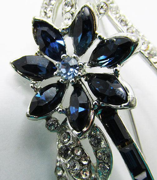 Vintage 1950s Eye-Catching Mid Century Sapphire Floral Pin