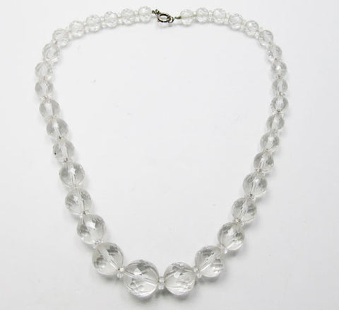 Vintage 1930s Desirable Faceted Frosted Glass Bead Necklace