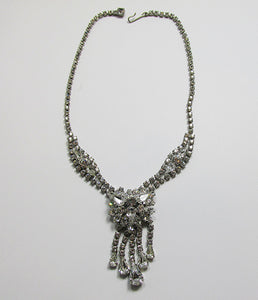 Vintage Mid Century 1950s Superb Rhinestone Drop Necklace