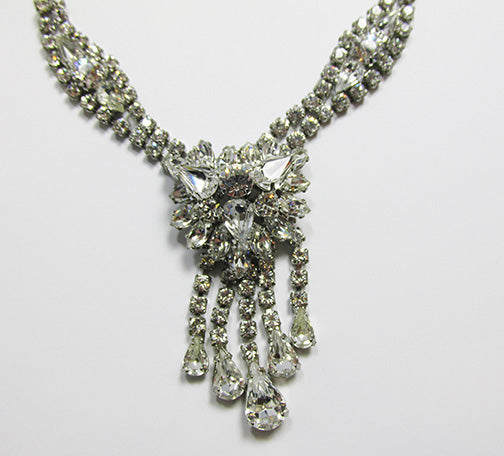 Vintage Mid Century 1950s Superb Rhinestone Drop Necklace