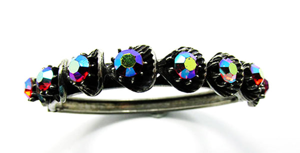 Florenza Vintage 1950s Ruby Aurora Borealis Diamante Cuff Bracelet - Front